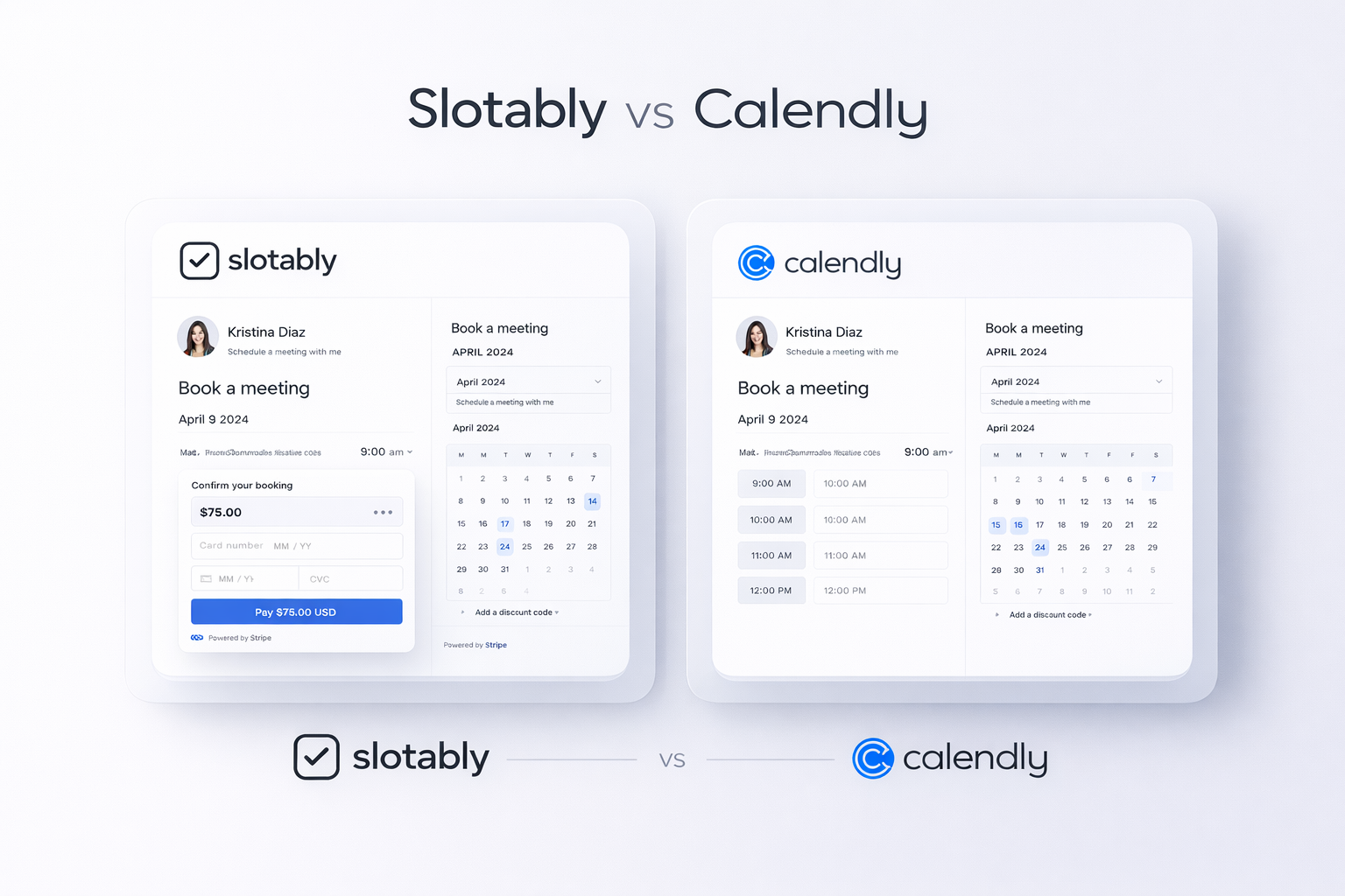 An illustration showing a laptop screen with a scheduling interface, representing the comparison between Slotably and Calendly for appointment booking and payments.